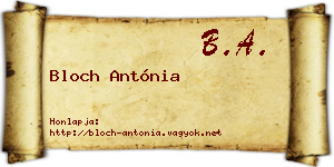 Bloch Antónia névjegykártya